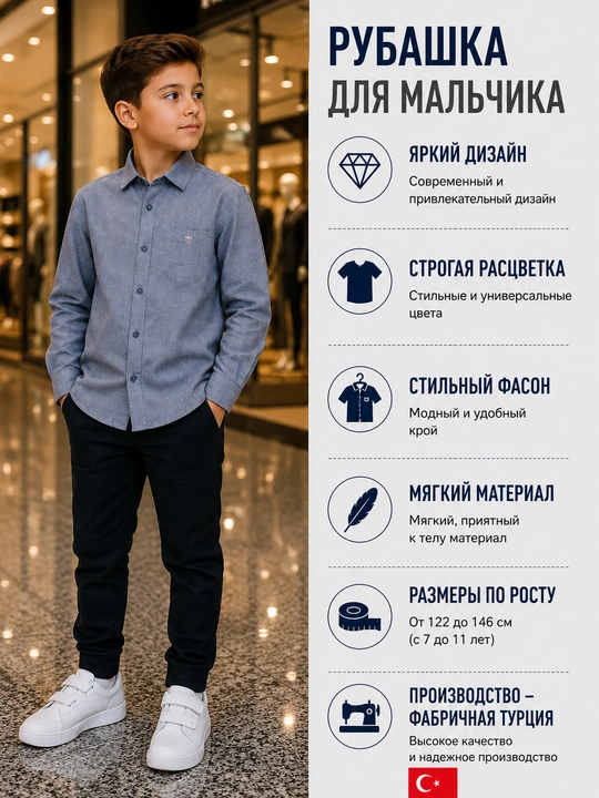 Байковая рубашка для мальчиков теплая, стильная, на осень и весну