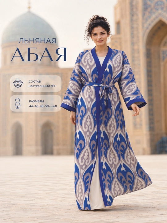 Ayollar uchun abaya, xalat, 2 tasi 1 da, lyon, milliy uslub, oversayz - 
