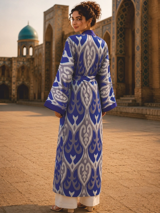 Ayollar uchun abaya, xalat, 2 tasi 1 da, lyon, milliy uslub, oversayz