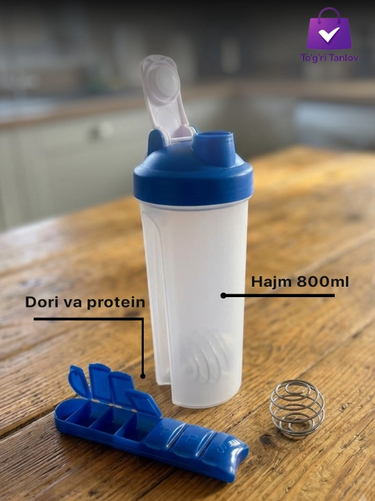 Sport sheykeri, 800 ml suv idishi sheyker sport uchun idish