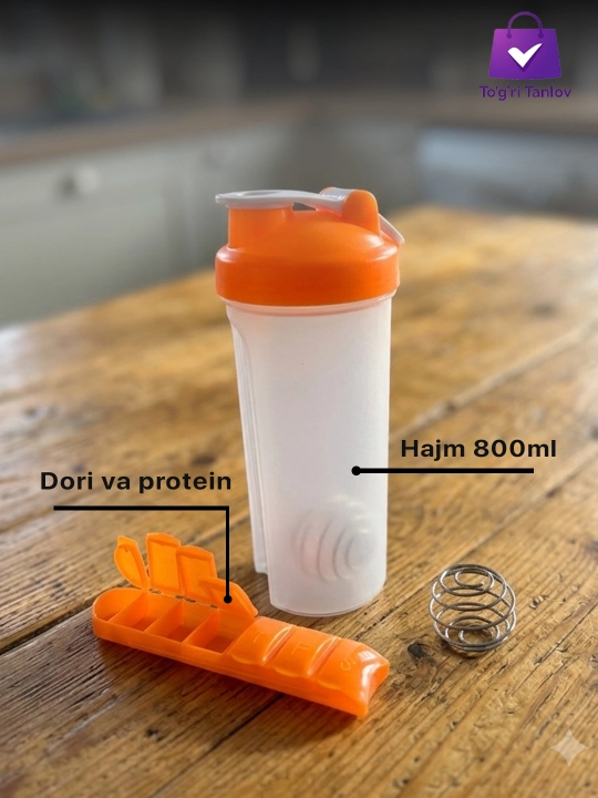 Sport sheykeri, 800 ml suv idishi sheyker sport uchun idish