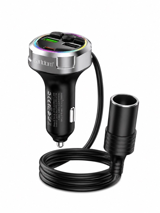 Автомобильное зарядное устройство Earldom с USB-A, USB Type-C и розеткой 12 В, 120 Вт - 
