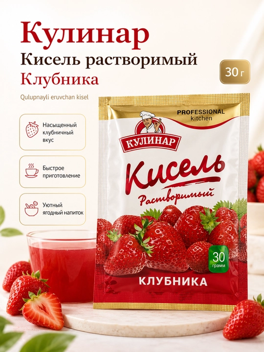 Kulinar qulupnayli eruvchan kisel, 30 g - 