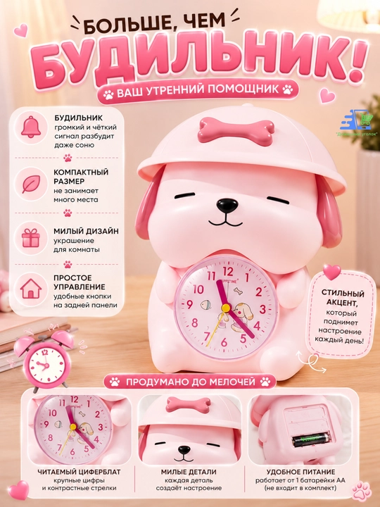 PuppyTime Clock милый будильник в виде собаки для комнаты