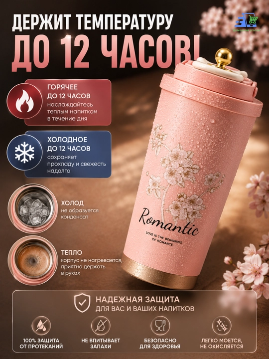Умная термокружка с герметичной крышкой и дисплеем температуры