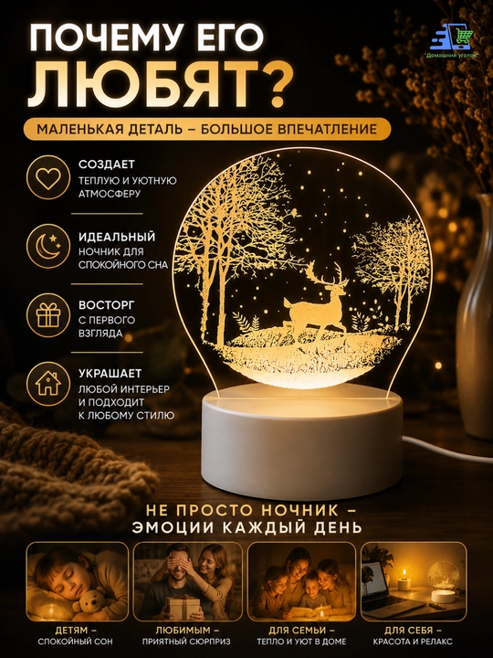 Светодиодный 3D ночник