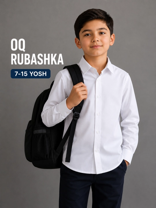O‘g‘il bolalar oq rubashkasi, maktab ko‘ylagi, yengil va qulay oq ko‘ylak