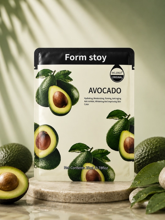 Form Stoy yuz uchun matoli niqob (Snail, Collagen, Collagen + Snail, Aloe, Avocado), 25 ml