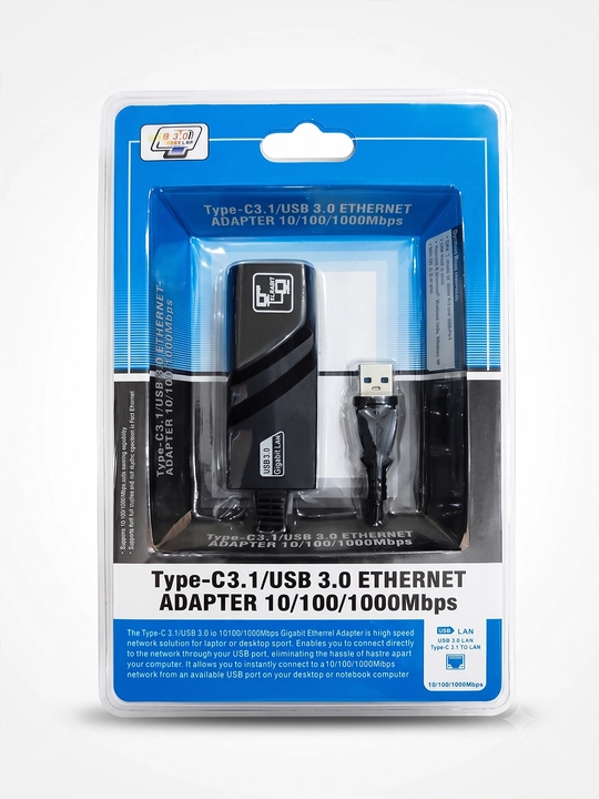 USB 3.0 / Type-C to LAN Gigabit Ethernet Adapter — 10/100/1000 Mbps
