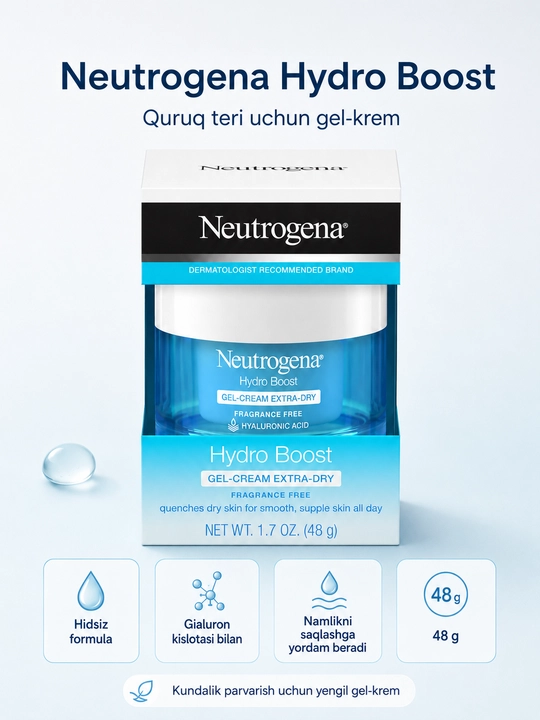 Neutrogena Hydro Boost Water Gel — Gialuron kislotali yuz uchun namlantiruvchi gel-krem - 