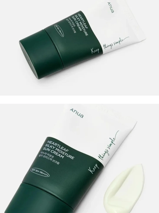 Солнцезащитный крем Anua Heartleaf Silky Moisture Sun Cream SPF 50+ PA++++, 50 мл
