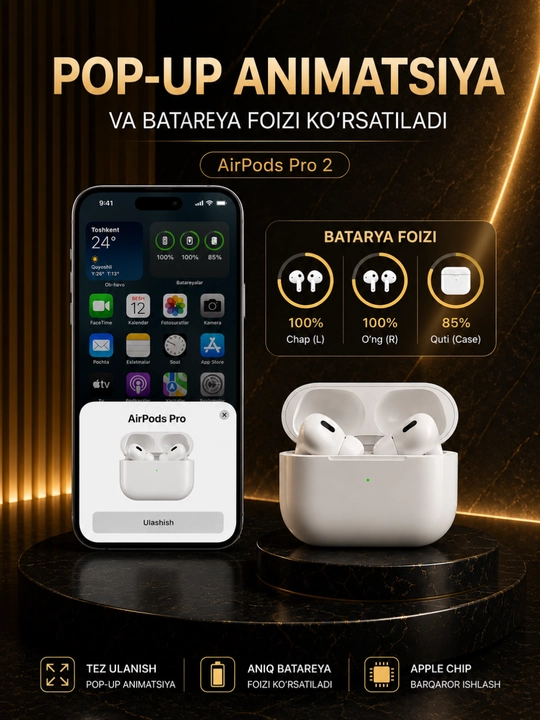Pro 2 simsiz quloqchin, Bluetooth earbuds, premium stereo naushnik Type-C