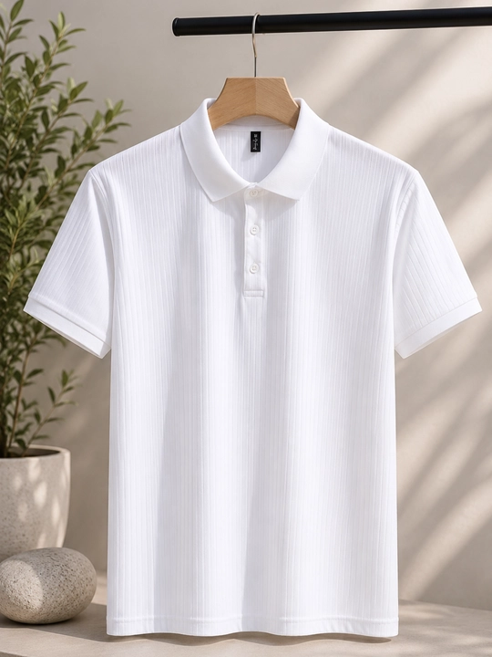 Erkaklar polo futbolkasi, qisqa yengli, ribana matoli, polyester, kundalik