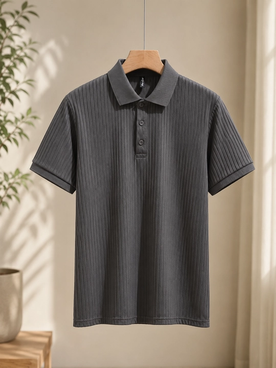 Erkaklar polo futbolkasi, qisqa yengli, ribana matoli, polyester, kundalik