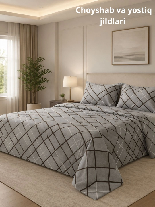 Yotoq to‘plami, ikki kishilik, 220*225, bir kishilik, 220*150, yostiqlar, 70*50