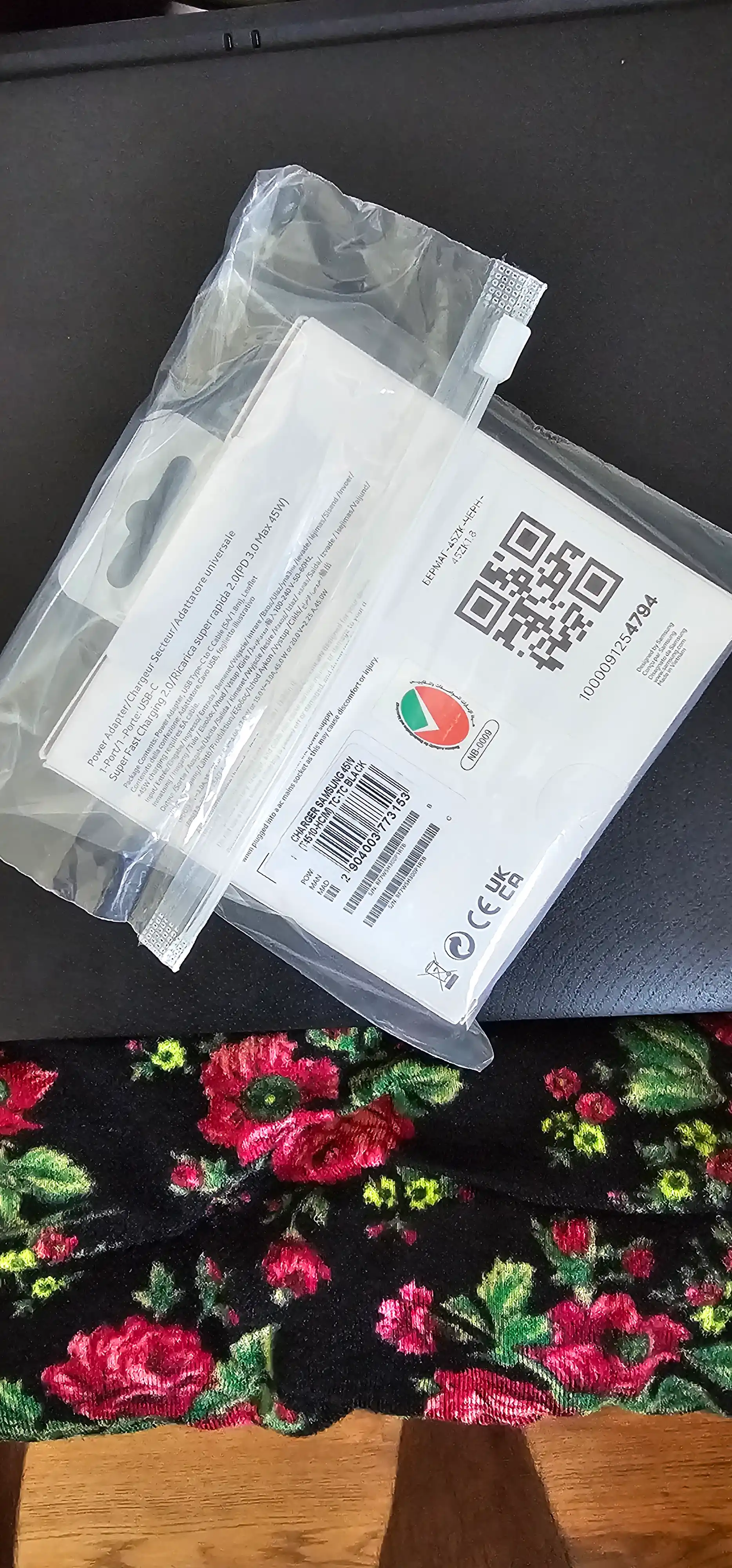 Samsung 45W Type-C zaryadchik, adapter (kabel bilan) Fast Charging 2.0 - tezkor zaryadlash