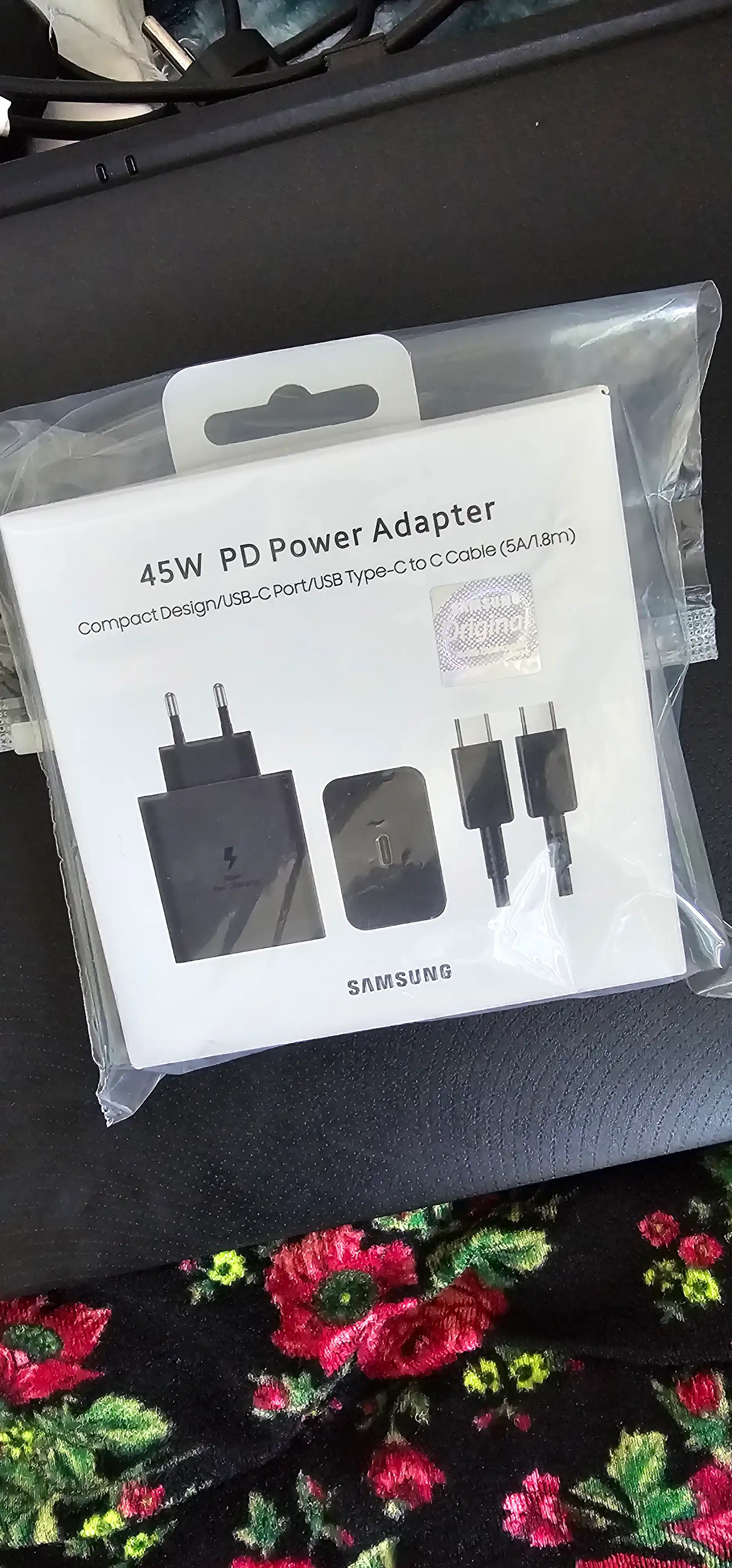Samsung 45W Type-C zaryadchik, adapter (kabel bilan) Fast Charging 2.0 - tezkor zaryadlash
