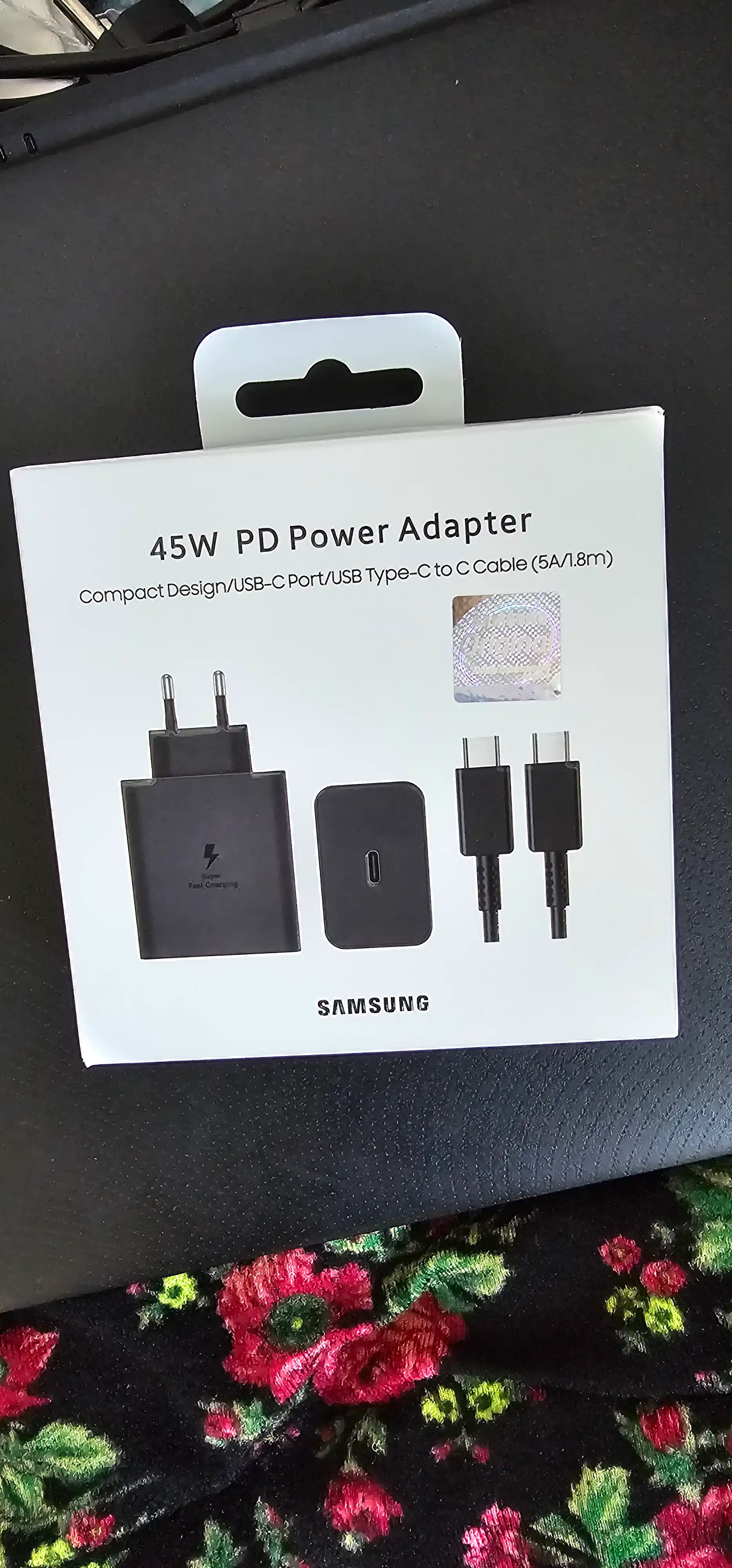 Samsung 45W Type-C zaryadchik, adapter (kabel bilan) Fast Charging 2.0 - tezkor zaryadlash