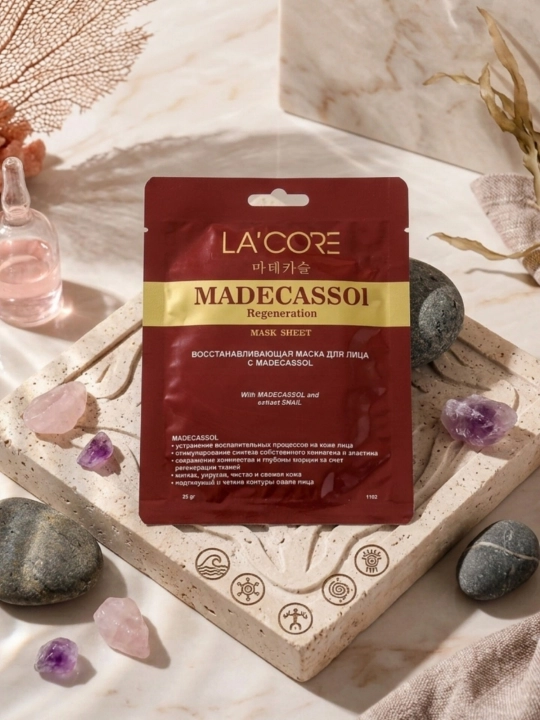Маска для лица, тканевая маска, увлажняющая, LA'CORE, 7 видов - 