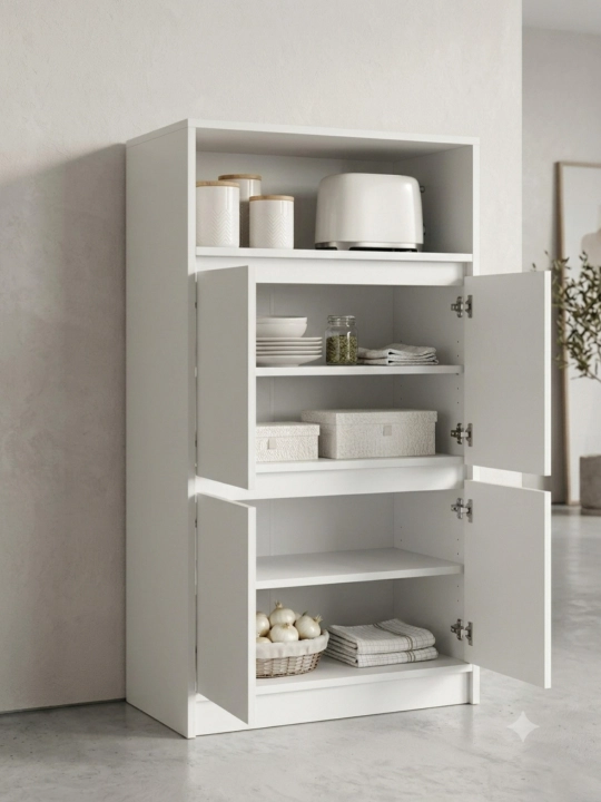 B 34 - CH30 - 120x60x30 sm, Oshxona va uy uchun mini-shkaf yig'ilgan holda