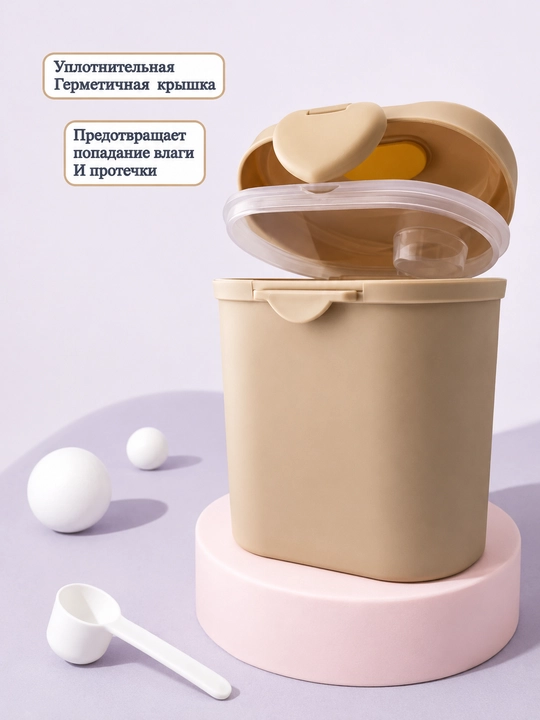 Контейнер для детского питания и сухой смеси, каши, с ложкой, с герметичной крышкой