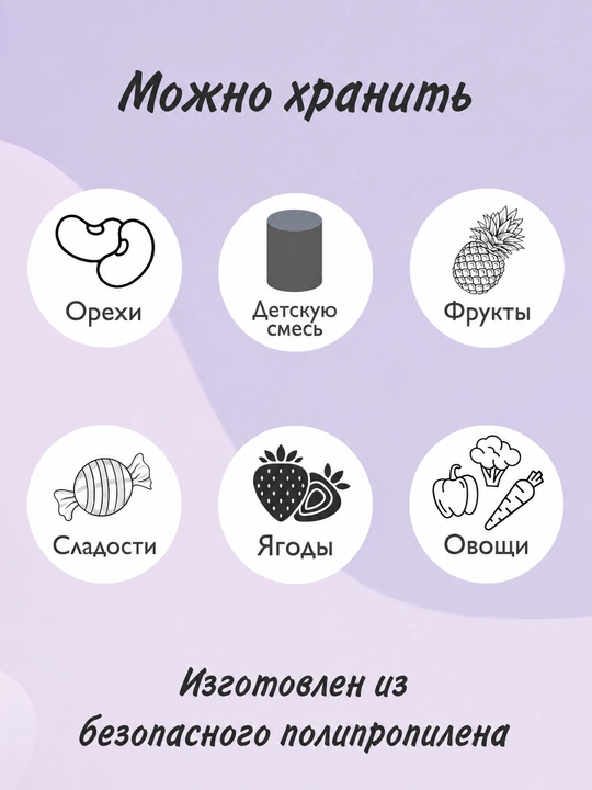 Контейнер для детского питания и сухой смеси, каши, с ложкой, с герметичной крышкой