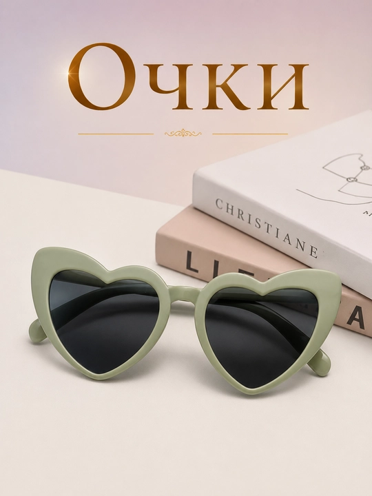 Женские солнцезащитные очки с сердечками, УФ-защита - 