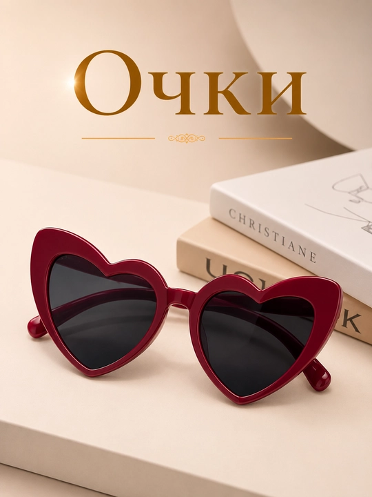 Женские солнцезащитные очки с сердечками, УФ-защита - 