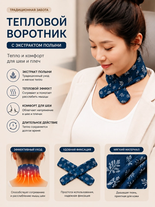 Тепловой бандаж-воротник для шеи , разогревающий