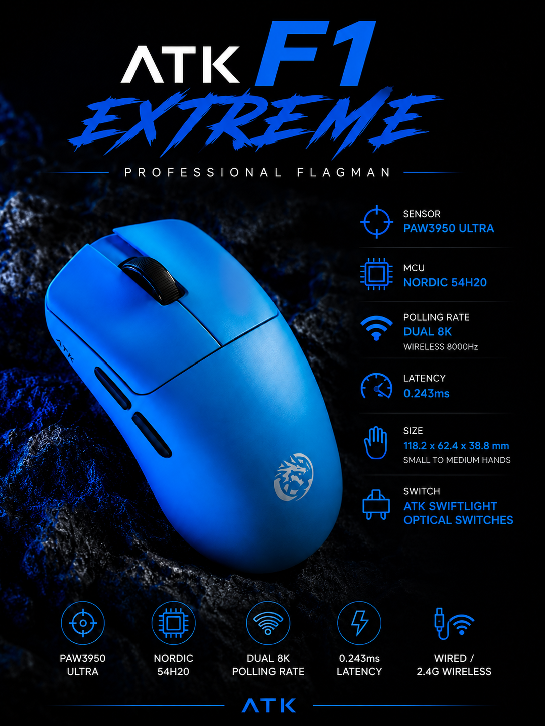 ATK F1 Extreme o‘yin sichqonchasi - 