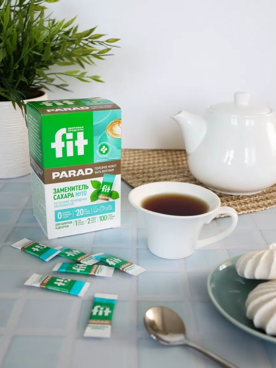 Tabiiy shakar ornini bosuvchi FitParad №10, shakardan 20 baravar shirinroq, 100 dona/50 gr