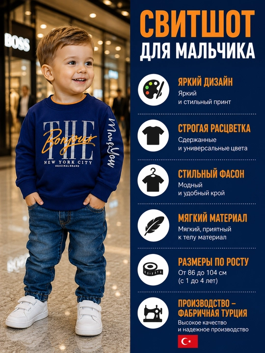 Свитшот детский для мальчика , хлопок