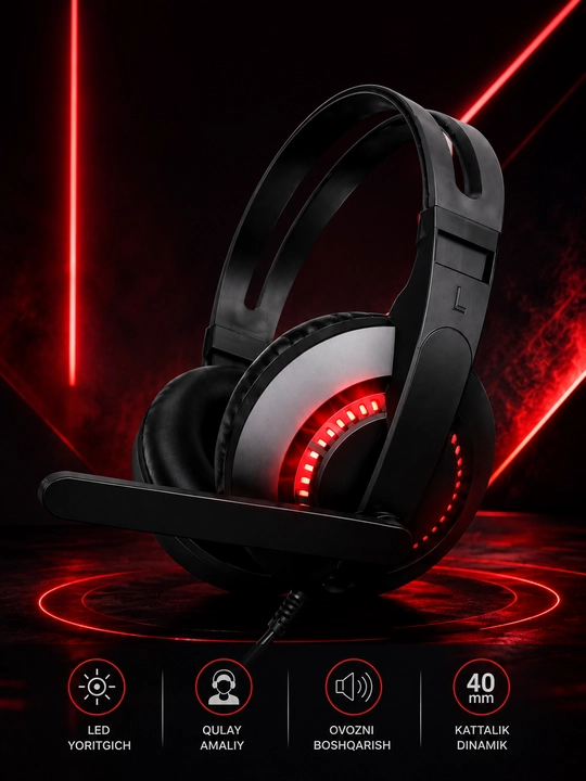 MISDE A02  Gaming Headset USB, mikrofonli, RGB