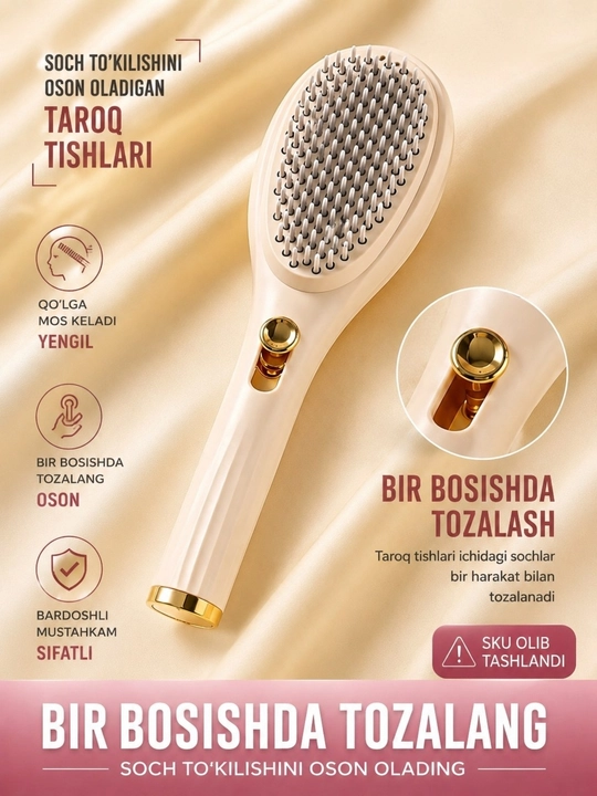 360° massajli soch tarog'i, egiluvchan tishchali - 