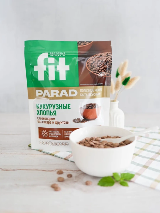 Кукурузные хлопья FitPARAD, готовый завтрак без сахара, со вкусом шоколада, 200гр