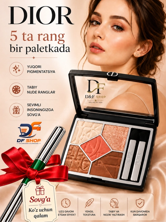DIOR 5 Rangli Ko‘z va Yonoq teni va sovg'aga padvotka