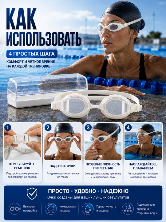 Очки для плавания, плавательные очки, очки для бассейна, взрослые очки для плавания
