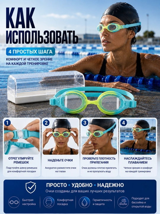 Очки для плавания, плавательные очки, очки для бассейна, взрослые очки для плавания