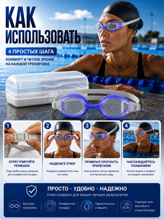 Очки для плавания, плавательные очки, очки для бассейна, взрослые очки для плавания