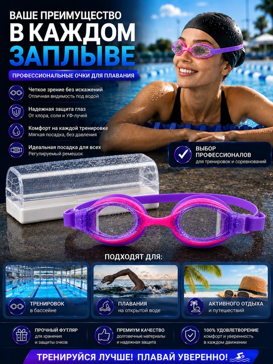 Очки для плавания, плавательные очки, очки для бассейна, взрослые очки для плавания