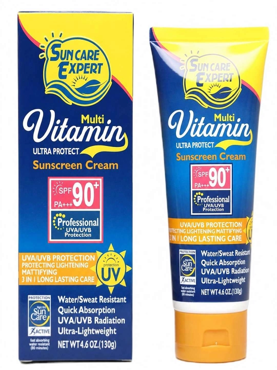 Quyoshdan himoyalovchi krem SUN EXPERT, Multi Vitamin SPF 90 PA++, E vitamini bilan, 130 ml