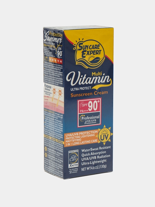 Quyoshdan himoyalovchi krem SUN EXPERT, Multi Vitamin SPF 90 PA++, E vitamini bilan, 130 ml