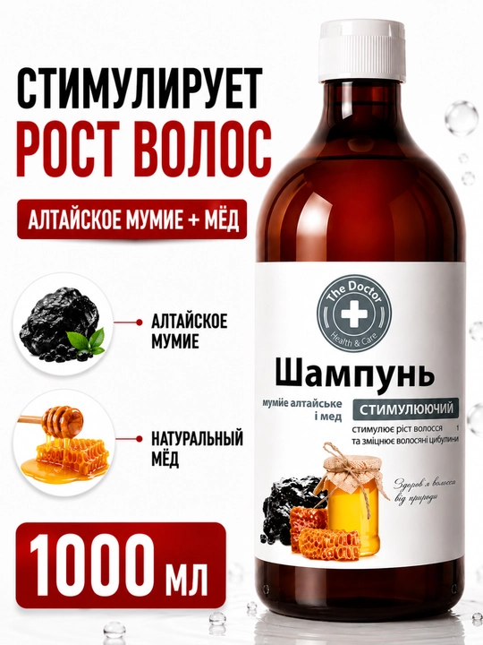 Шампунь для волос, мумие алтайское, тройная сила, против выпадения волос, Домашний Доктор - 