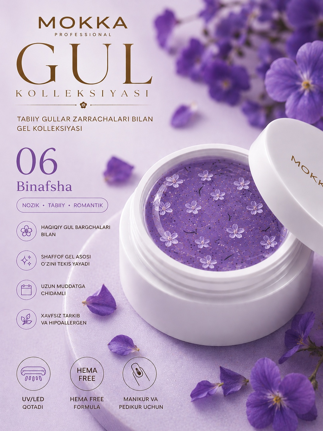 Modellashtirish, ulash uchun gel, gul, builder MOKKA, 15 ml - 