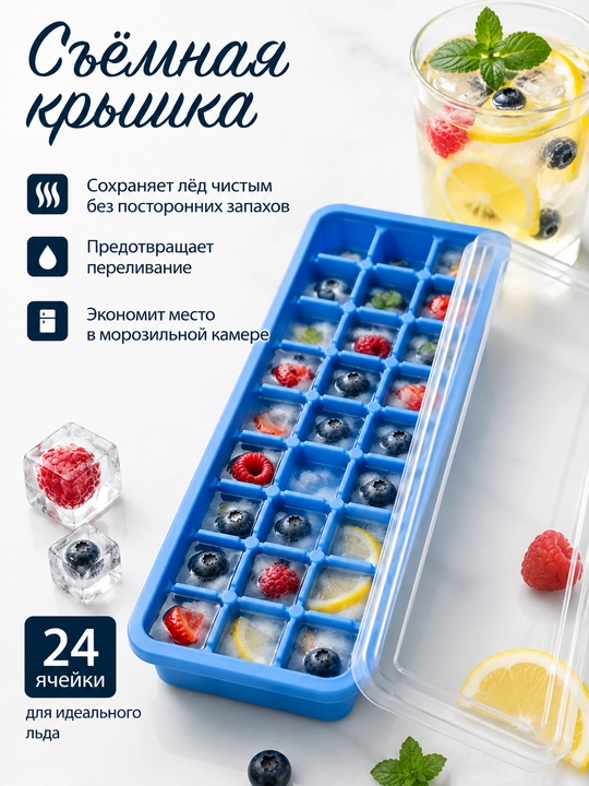 Silikon va plastikdan forma qopqoqli muz va desert uchun, 36ta kubikli