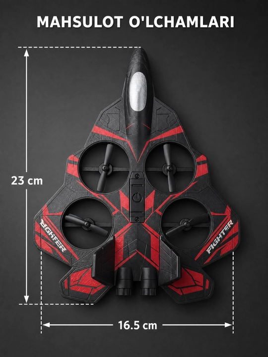 Радиоуправляемый дрон-самолет Fighter с трюками на 360° и яркой RGB-подсветкой