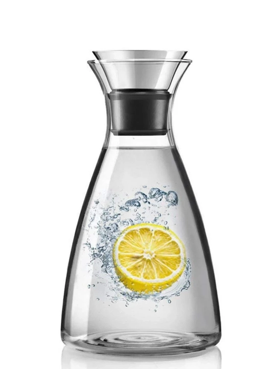 Shisha grafin dekanter metall qopqoqli suv sharbat limonad uchun servis idishi uyga