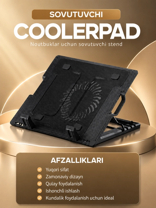 Taffware Notebook Cooler Sovutish Stendi – 9–17" Noutbuklar Uchun USB Cooler Pad - 