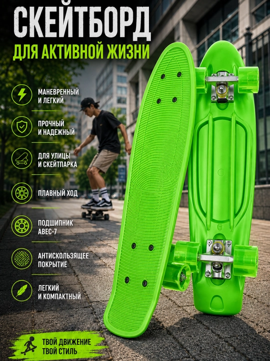 Скейтборд, пенни борд, круизер, пластиковый скейтборд, скейтборд ABEC-7, скейт для детей - 