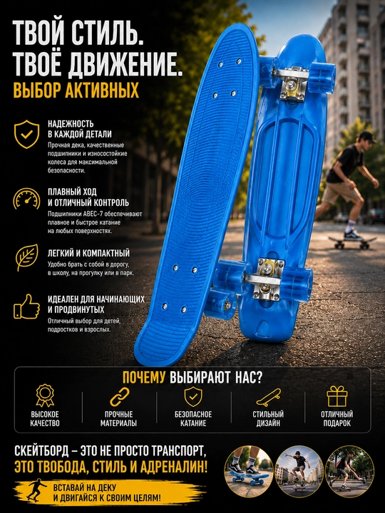 Скейтборд, пенни борд, круизер, пластиковый скейтборд, скейтборд ABEC-7, скейт для детей